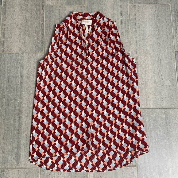 Laundry by Shelli Segal Sleeveless V-Neck High Low Colorful Geometric Blouse XS - Picture 1 of 8